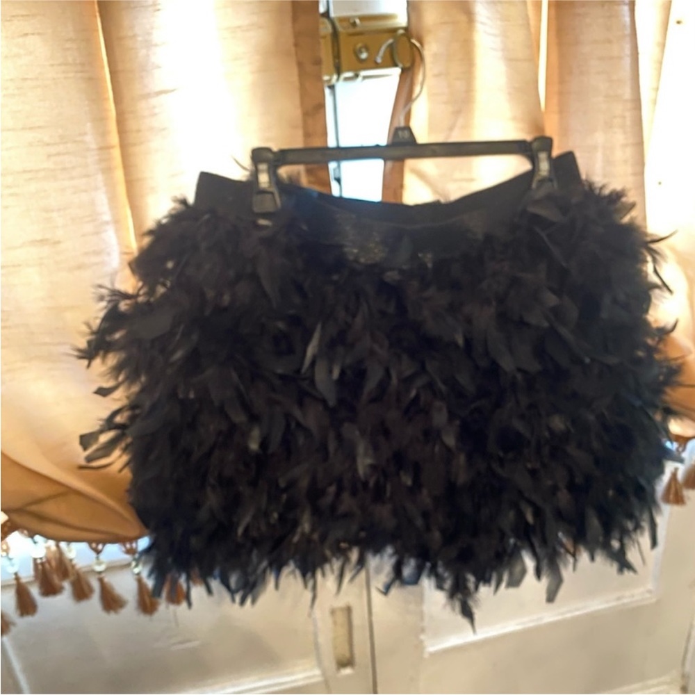 Black Feather mini skirt. Unique item. Create a look.